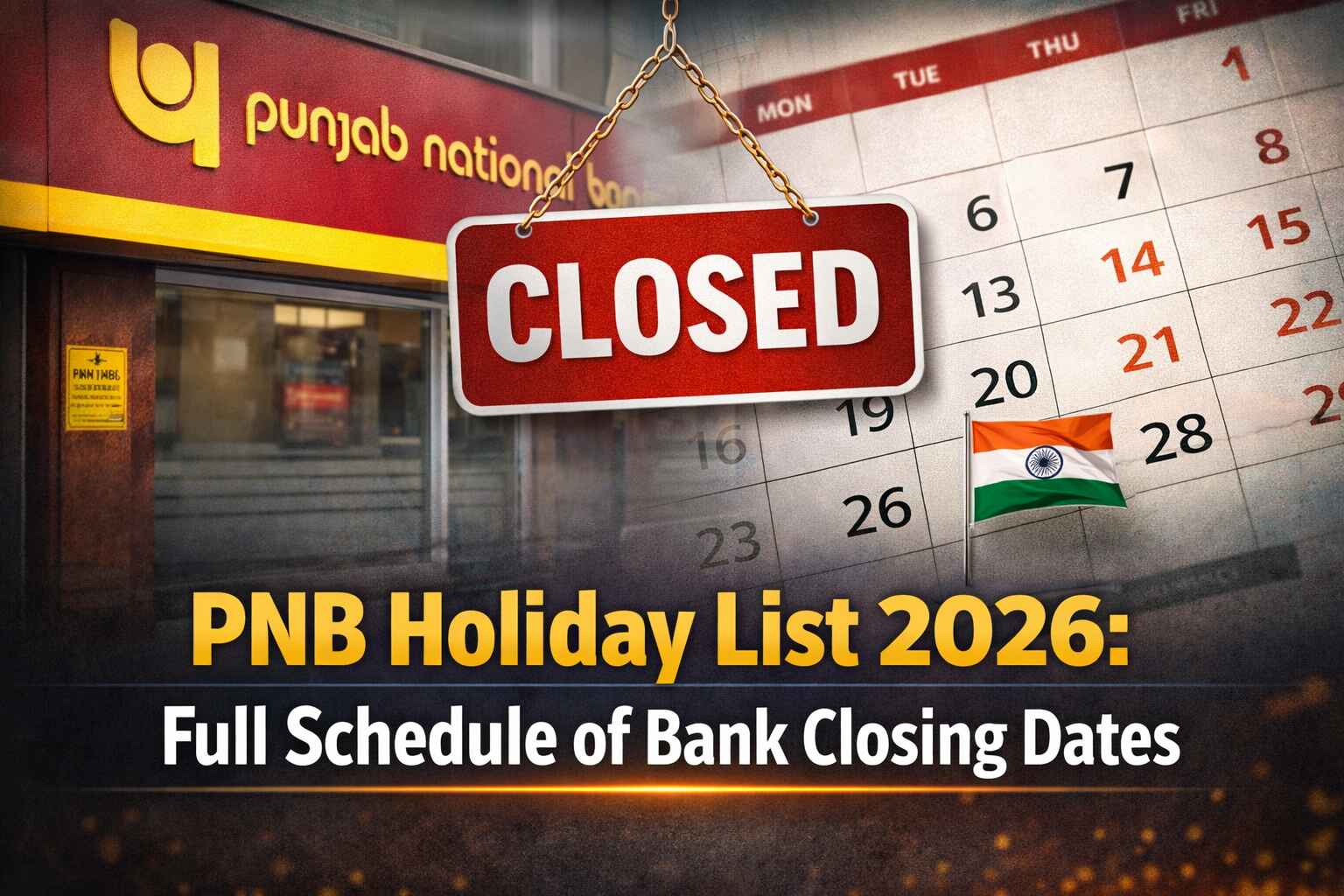PNB holiday list 2026 with schedule